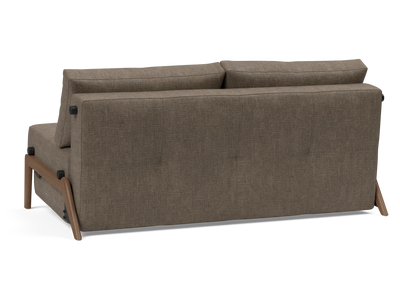 Cubed Queen-Size Sofa Bed with Dark Wood Legs